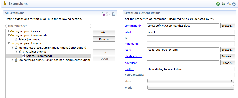 Menu command entry