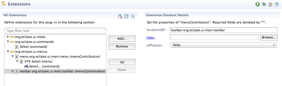 Toolbar contribution